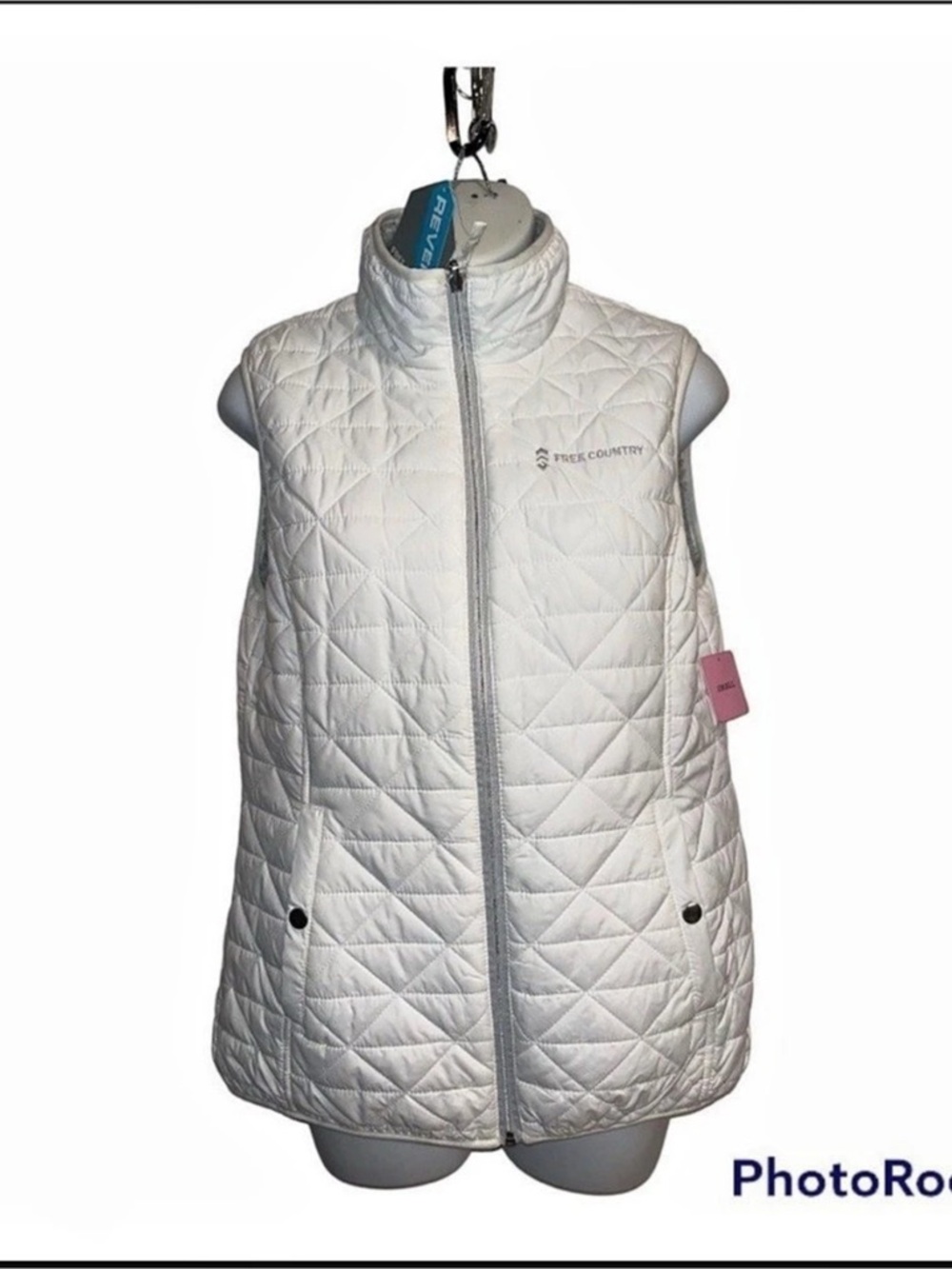 Free Country Reversible To Pile Vest Reversible Quilted Vest in White & Gray